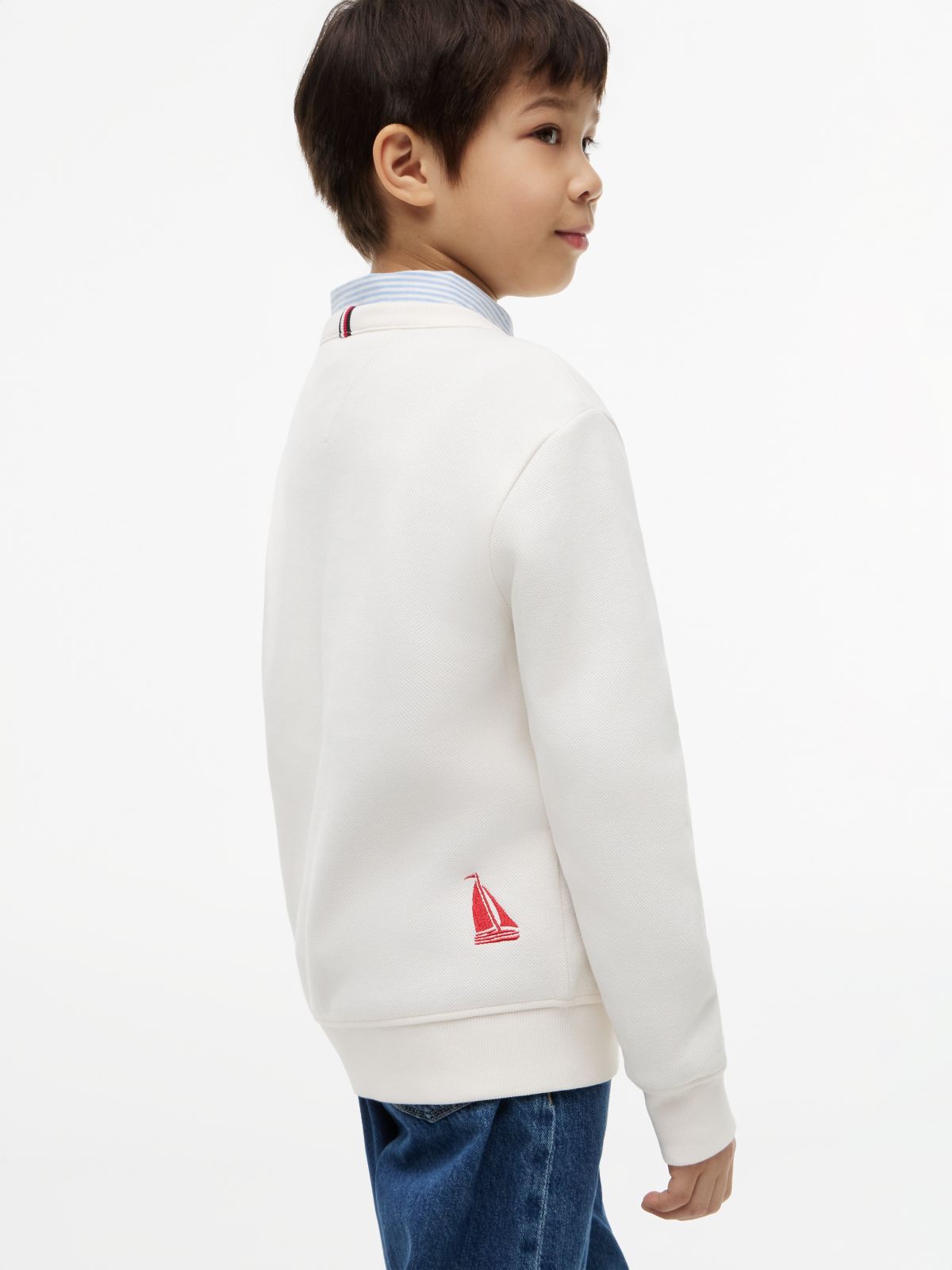 Logo Interlock Pique Sweatshirt — Beige
