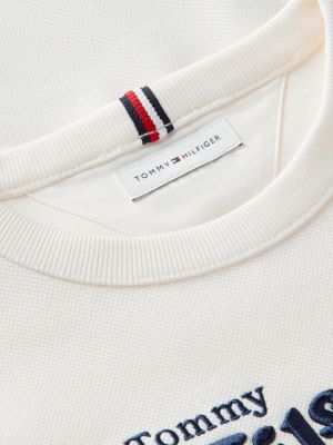 beige logo interlock pique sweatshirt for boys tommy hilfiger