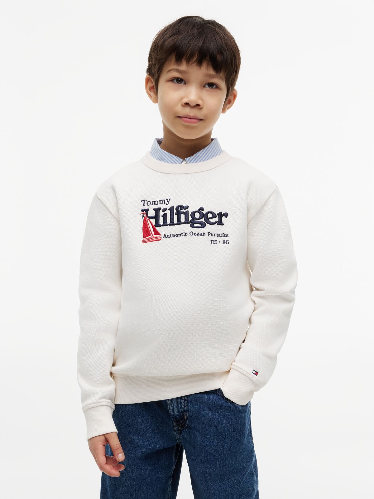 Logo Interlock Pique Sweatshirt — Beige