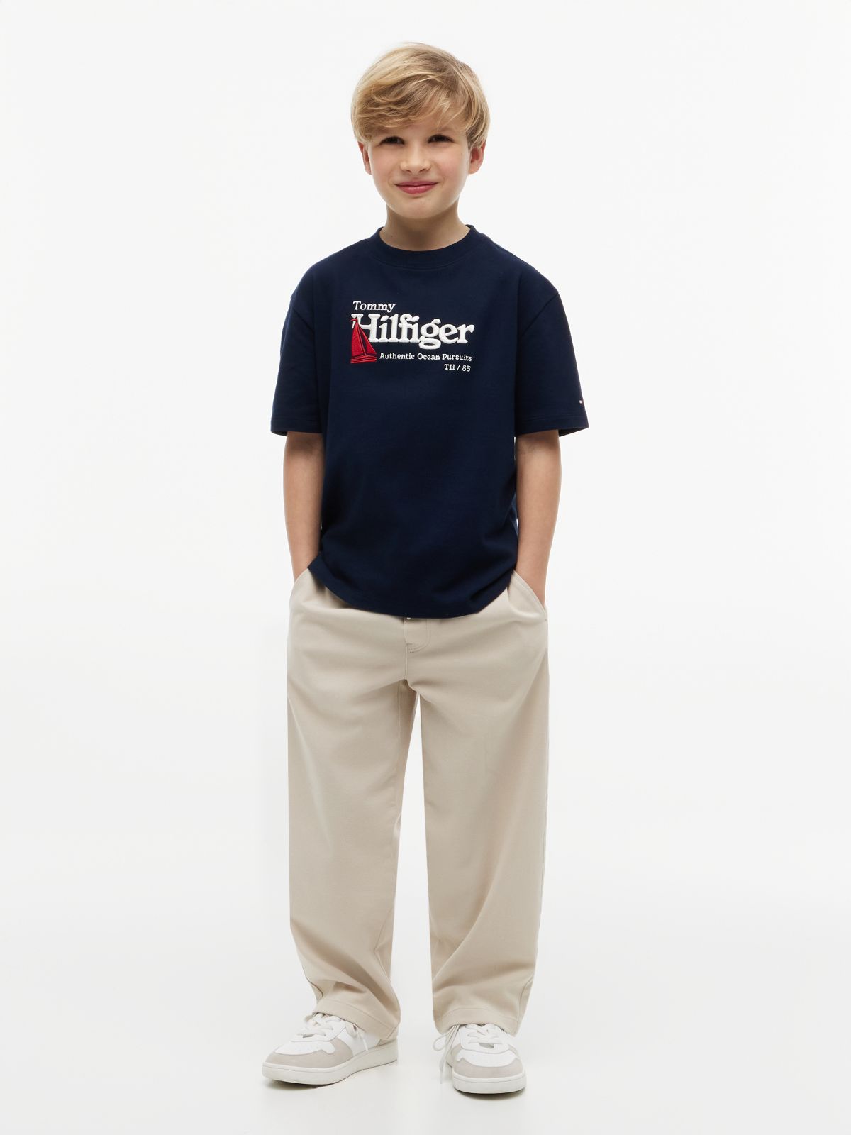 Logo Embroidery Pique T-Shirt — Blue