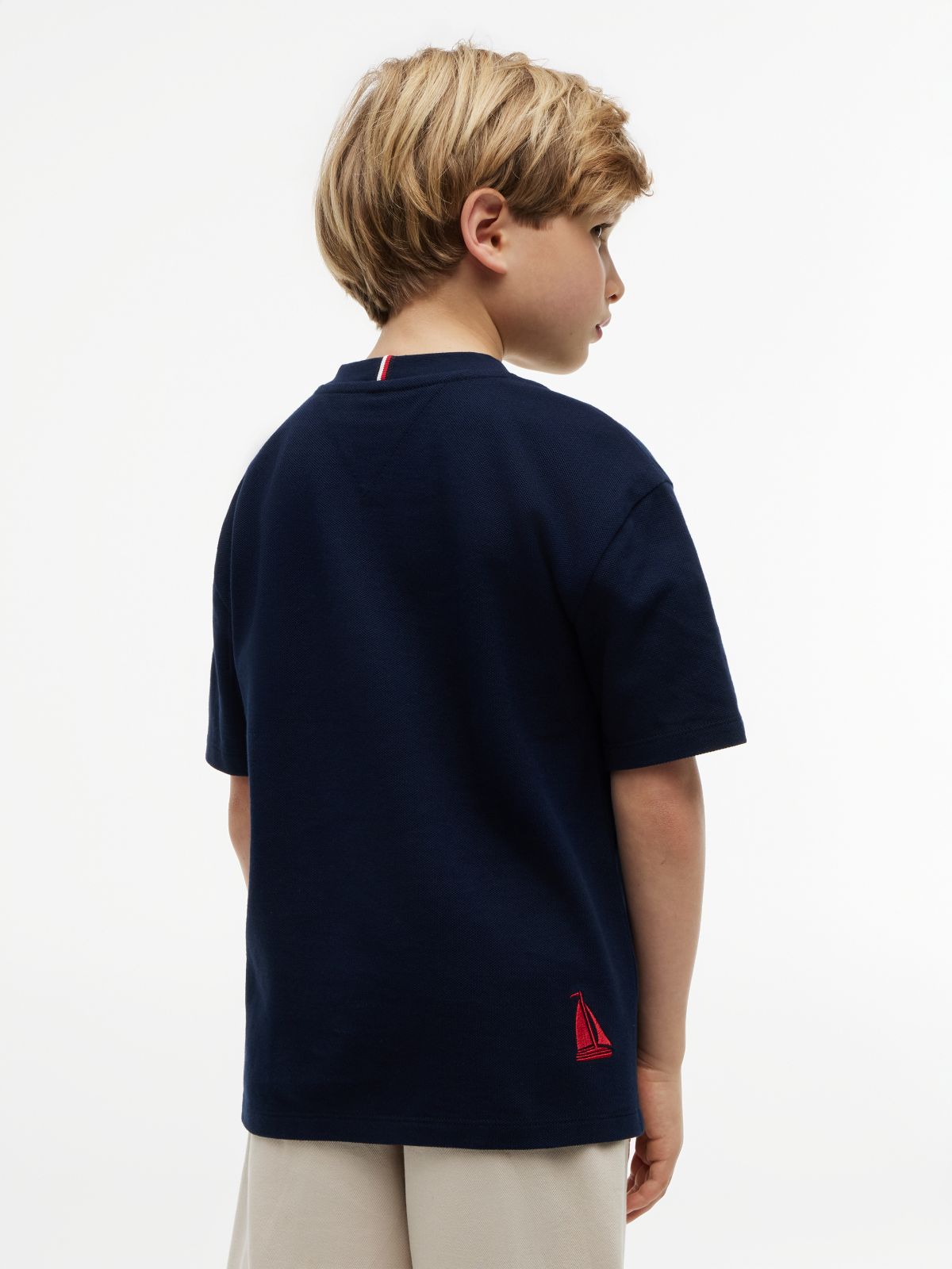 Logo Embroidery Pique T-Shirt — Blue