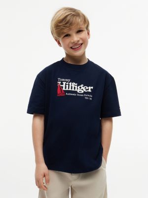 blue logo embroidery pique t-shirt for boys tommy hilfiger