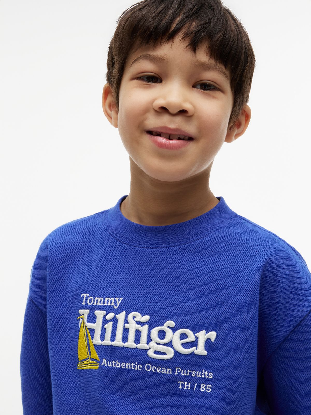Logo Embroidery Pique T-Shirt — Blue