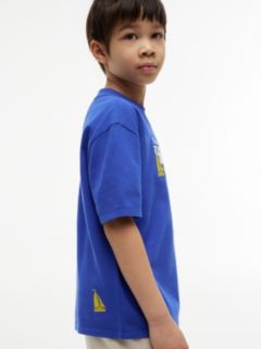 Logo Embroidery Pique T-Shirt — Blue 4