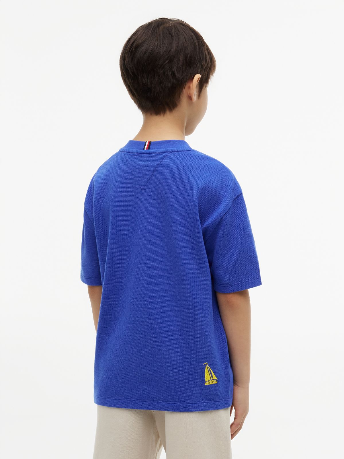 Logo Embroidery Pique T-Shirt — Blue