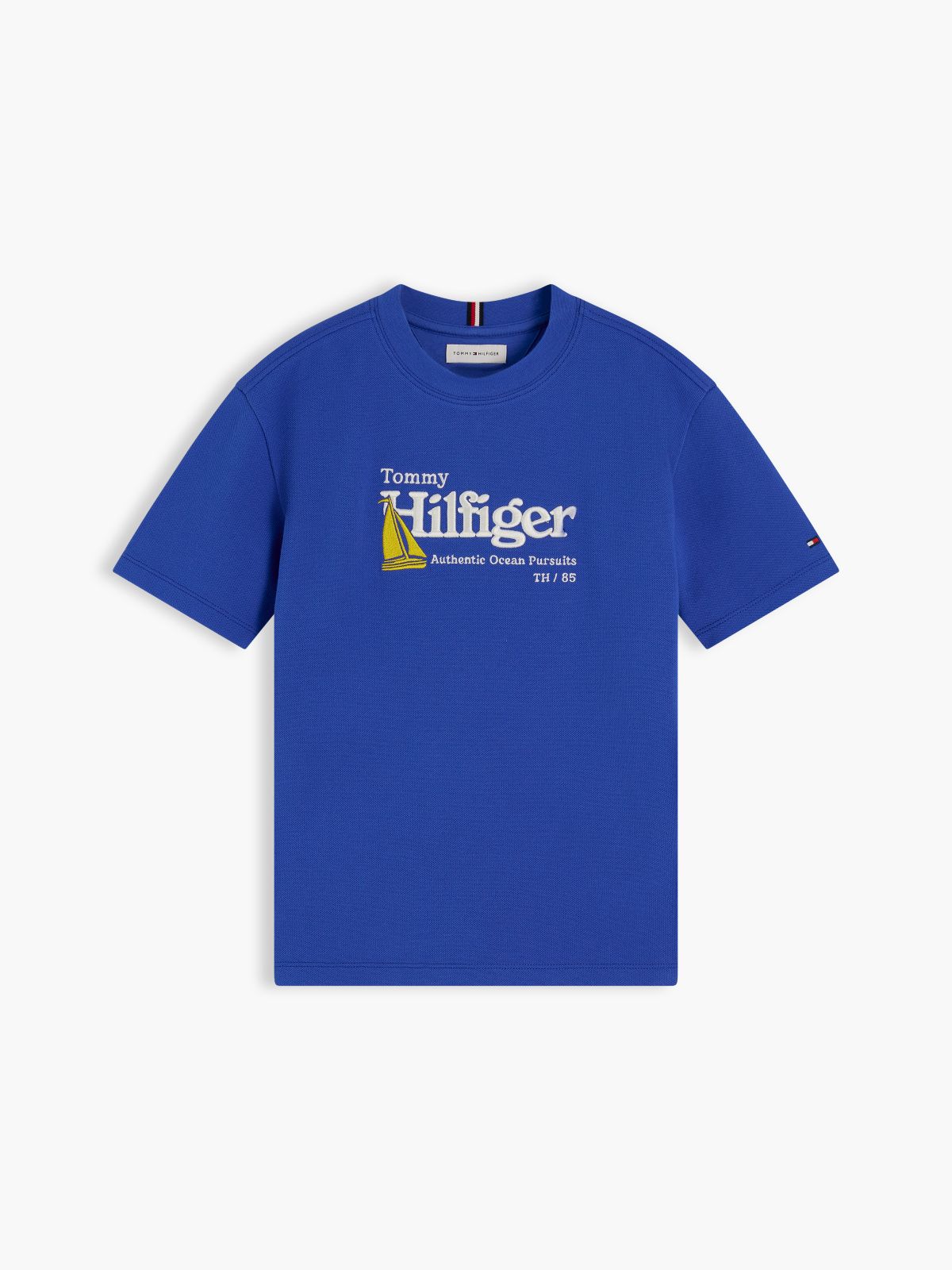 Logo Embroidery Pique T-Shirt — Blue