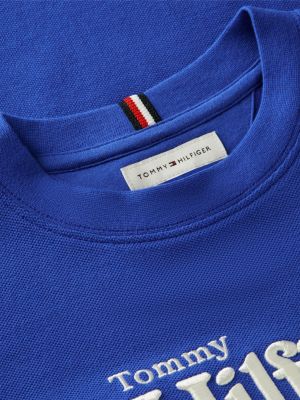 t-shirt en piqué à logo brodé bleu pour garçons tommy hilfiger
