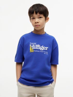 blue logo embroidery pique t-shirt for boys tommy hilfiger