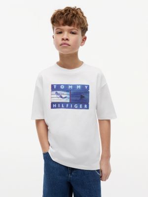 white graphic logo jersey t-shirt for boys tommy hilfiger