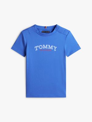 blue adaptive logo jersey crew neck t-shirt for boys tommy hilfiger
