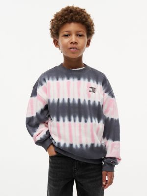 multi tie-dye terry crew neck sweatshirt for boys tommy hilfiger
