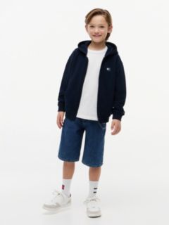 Tonal Flag Logo Terry Zip-Thru Hoody — Blue 2