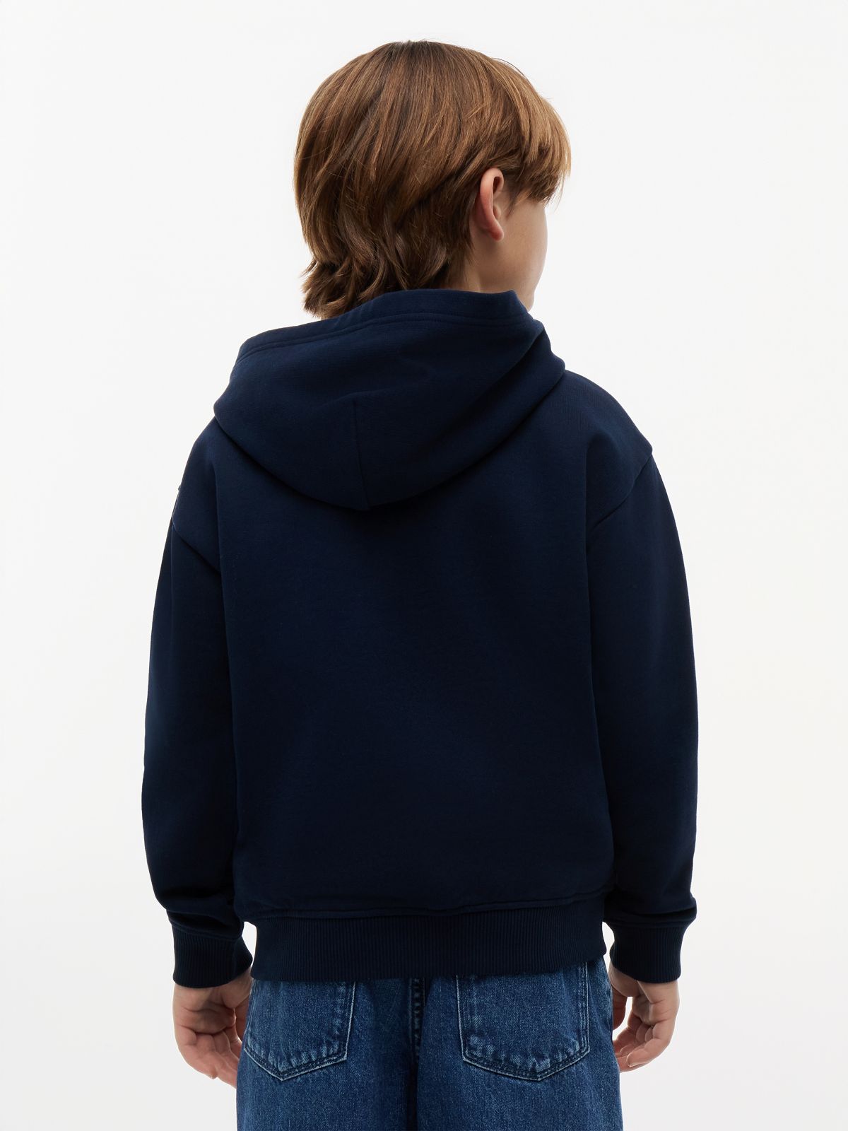 Tonal Flag Logo Terry Zip-Thru Hoody — Blue
