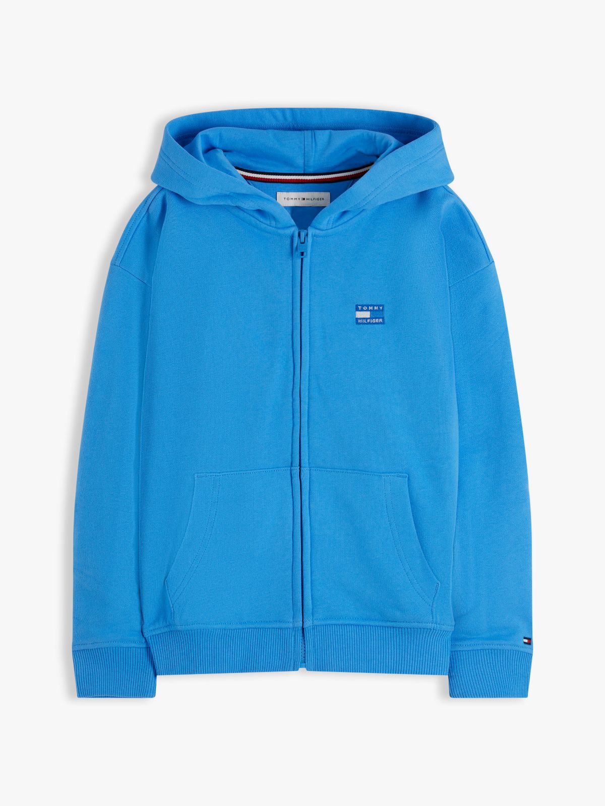 Tonal Flag Logo Terry Zip-Thru Hoody — Blue