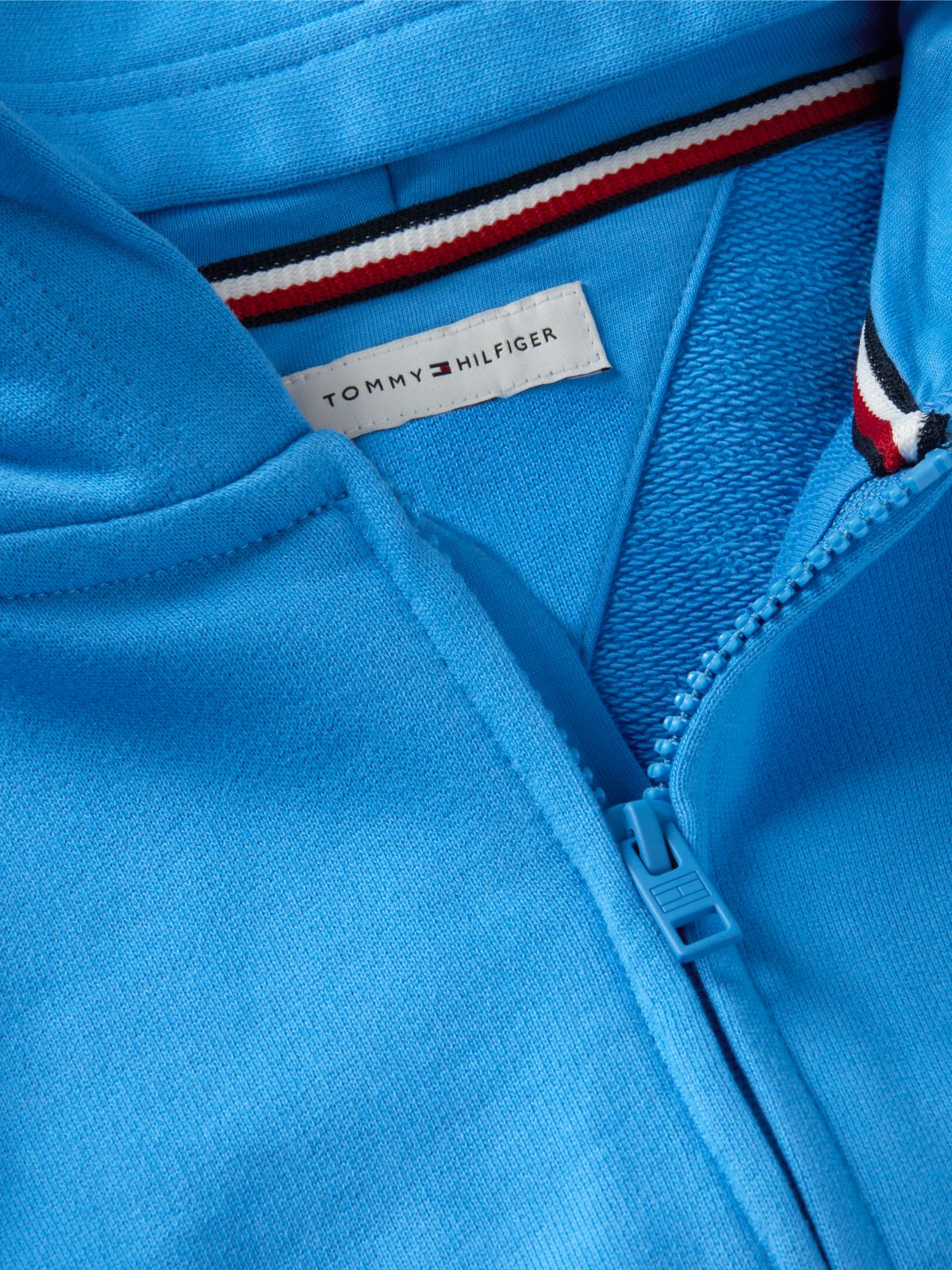 Tonal Flag Logo Terry Zip-Thru Hoody — Blue