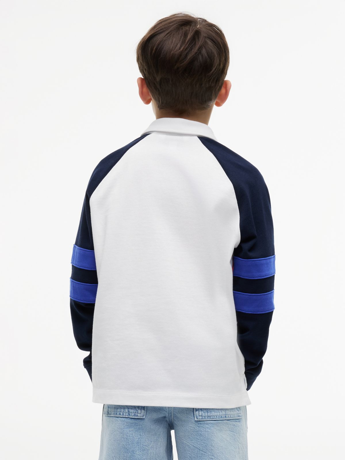 Colour-Blocked Raglan Sleeve Polo Jumper — Multi