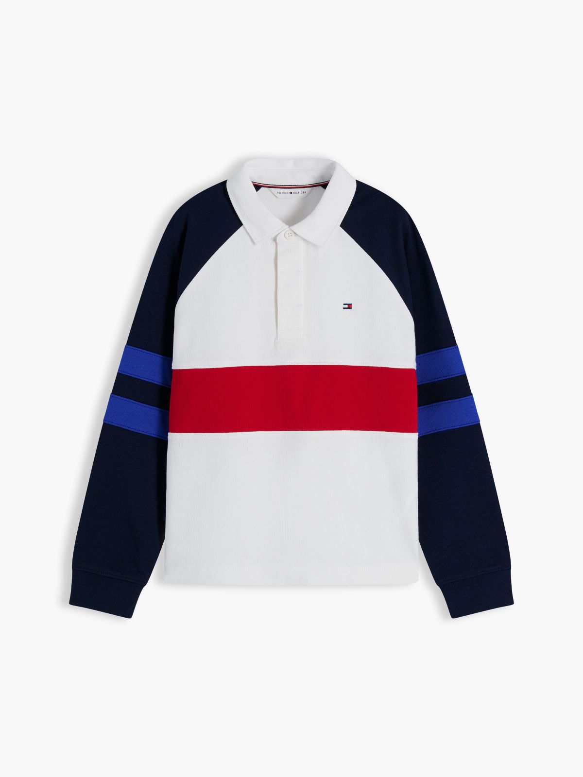 Colour-Blocked Raglan Sleeve Polo Jumper — Multi