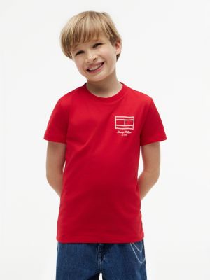 red outline flag logo jersey t-shirt for boys tommy hilfiger