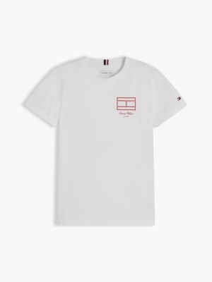 Outline Flag Logo Jersey T-Shirt | White | Tommy Hilfiger