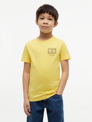 yellow t-shirt aus jersey mit umriss-flag-logo für jungen - tommy hilfiger