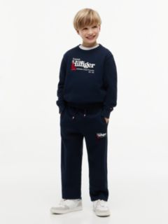 Back Graphic Embroidery Interlock Pique Joggers — Blue 2