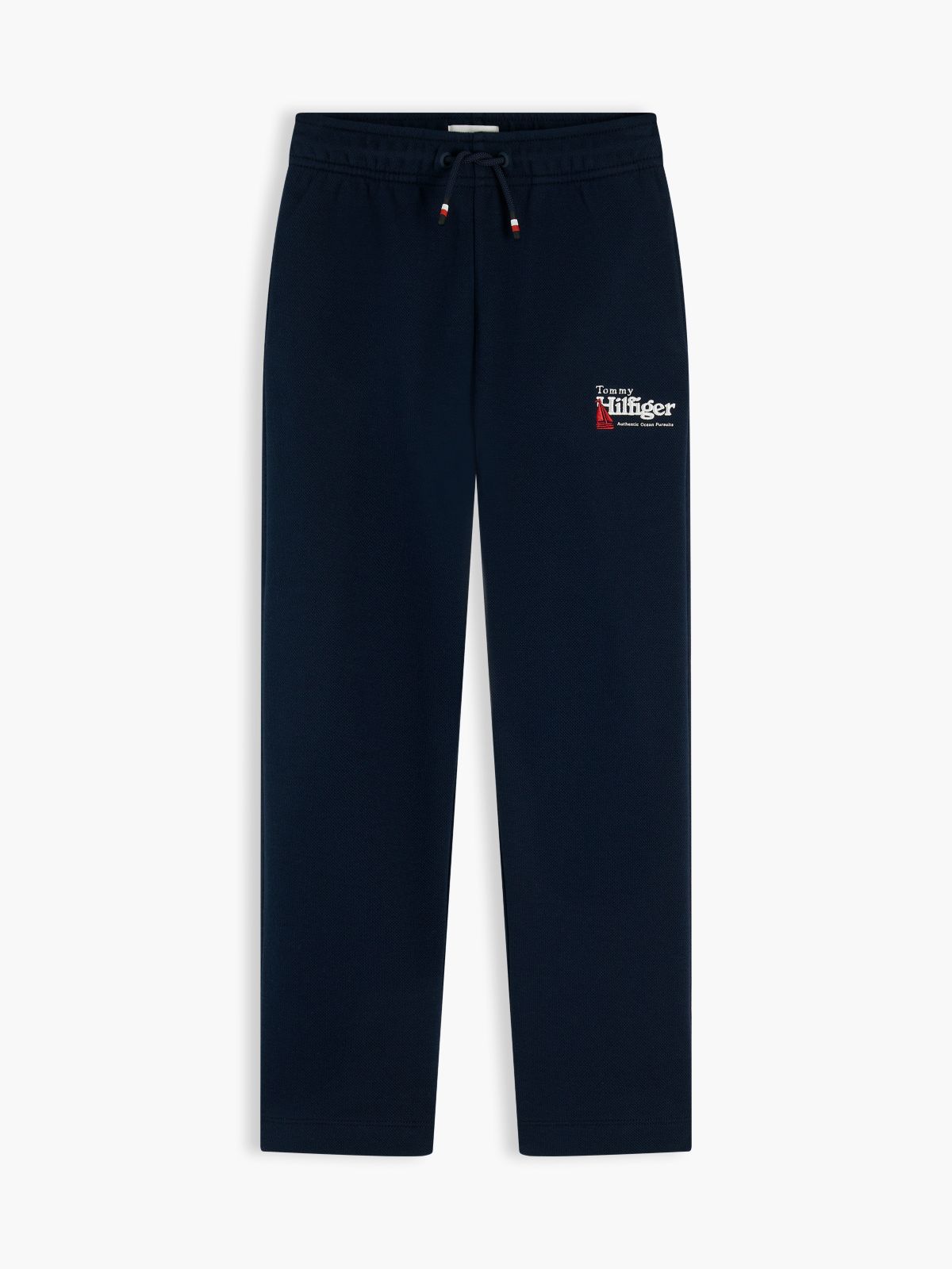 Back Graphic Embroidery Interlock Pique Joggers — Blue