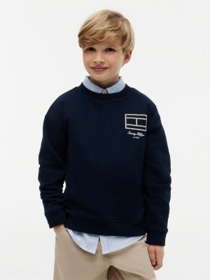 blue outline flag logo terry sweatshirt for boys tommy hilfiger