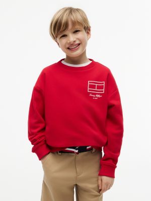 red outline flag logo terry sweatshirt for boys tommy hilfiger