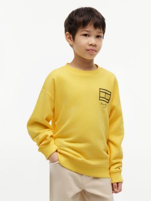 felpa in spugna con logo bandierina bordato yellow da bambini tommy hilfiger