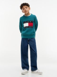 Flag Embroidery Loose Jeans — Blue 2