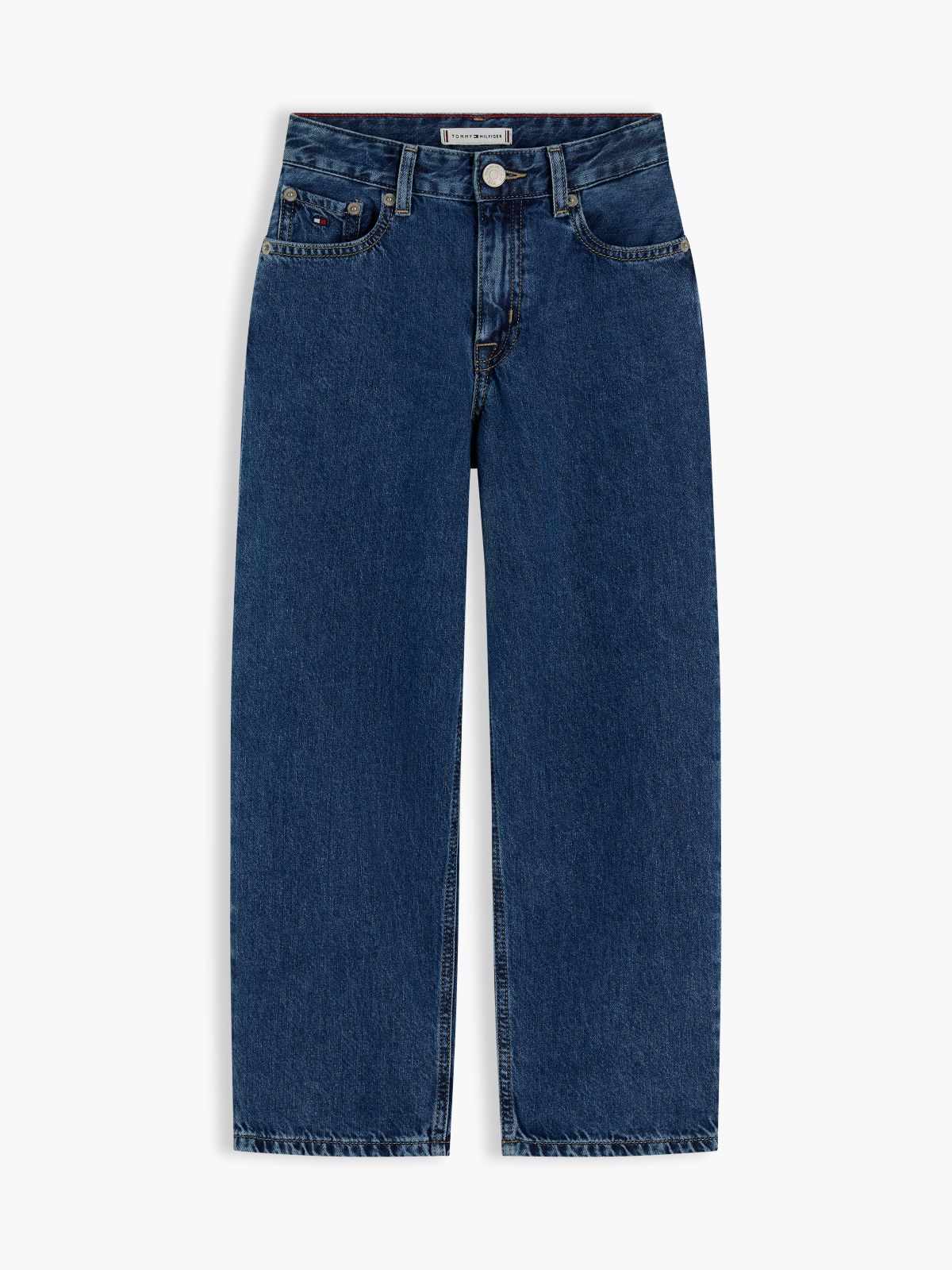 Flag Embroidery Loose Jeans — Blue