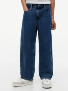 Flag Embroidery Loose Jeans — Blue 1