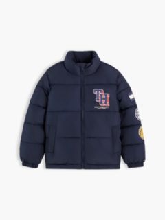 Varsity Logo Relaxed Ripstop Puffer Jacket — Blue 6