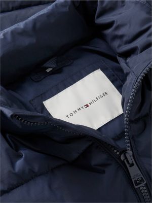 blue varsity logo relaxed ripstop puffer jacket for boys tommy hilfiger