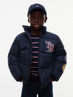 Varsity Logo Relaxed Ripstop Puffer Jacket — Blue 1
