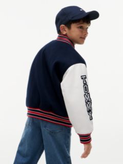Bouclé Logo Embroidery Relaxed Bomber Jacket — Blue 4