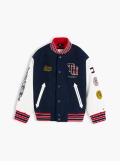 Bouclé Logo Embroidery Relaxed Bomber Jacket — Blue 5
