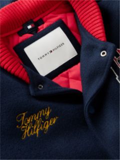Bouclé Logo Embroidery Relaxed Bomber Jacket — Blue 6