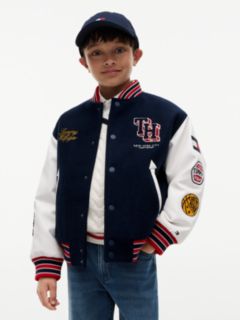 Bouclé Logo Embroidery Relaxed Bomber Jacket — Blue 1