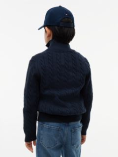 Cable Knit Zip-Thru Jumper — Blue 4