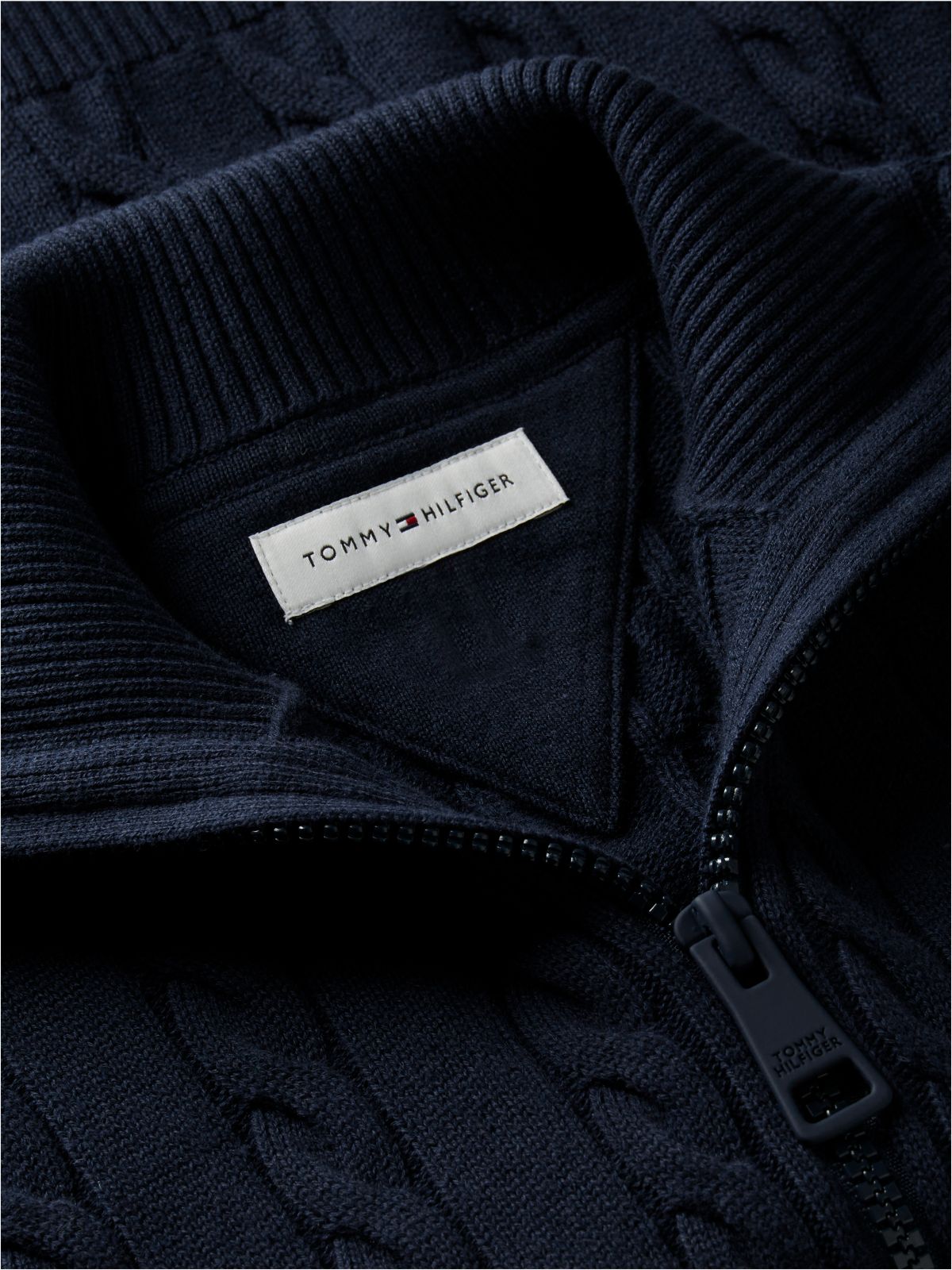 Cable Knit Zip-Thru Jumper — Blue