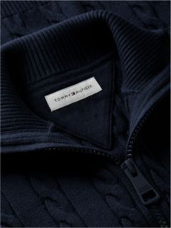 Cable Knit Zip-Thru Jumper — Blue 6