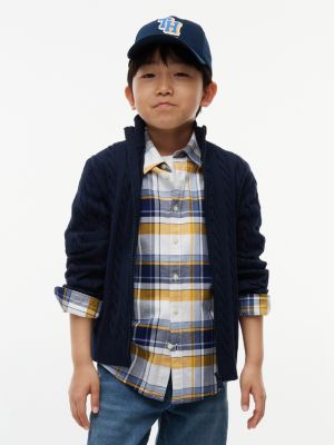 blue cable knit zip-thru jumper for boys tommy hilfiger
