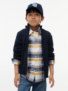 Cable Knit Zip-Thru Jumper — Blue 1