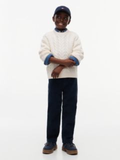 Logo Appliqué Relaxed Cable Knit Jumper — Yellow 2
