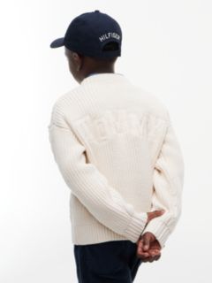 Logo Appliqué Relaxed Cable Knit Jumper — Yellow 5