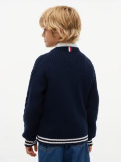 Relaxed Cable Knit Sleeve Jumper — Blue 4