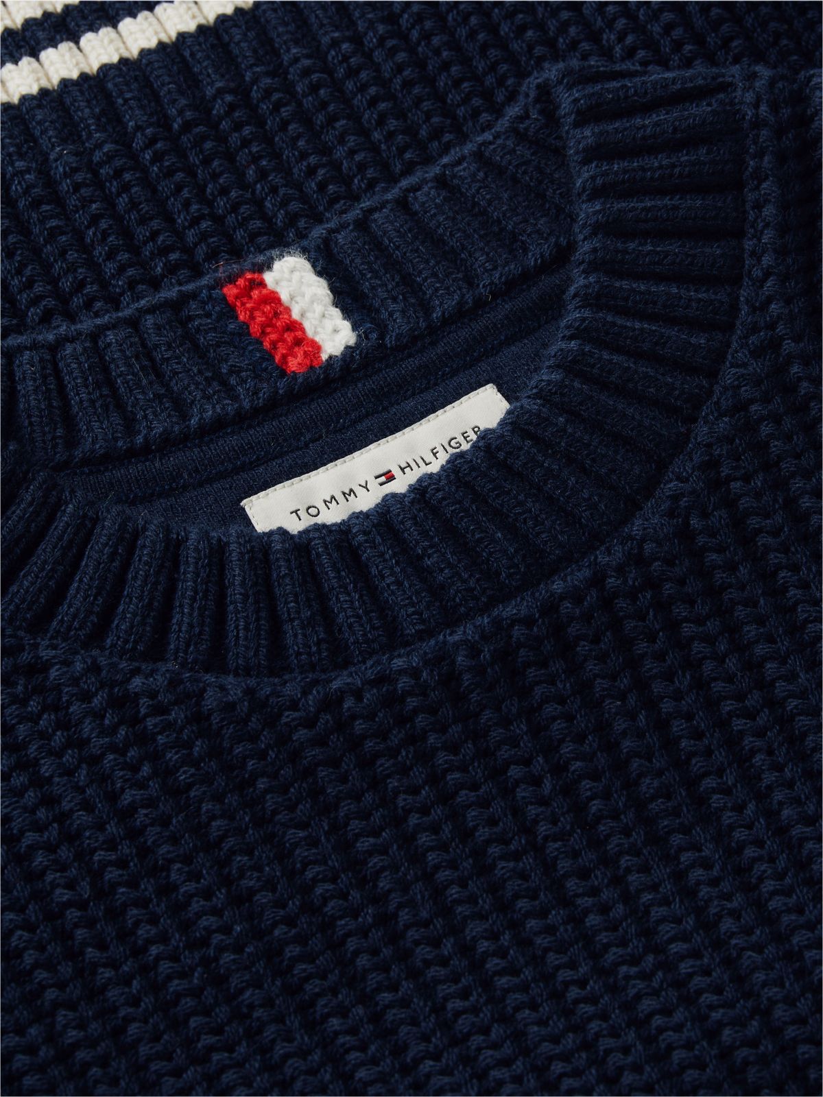 Relaxed Cable Knit Sleeve Jumper — Blue
