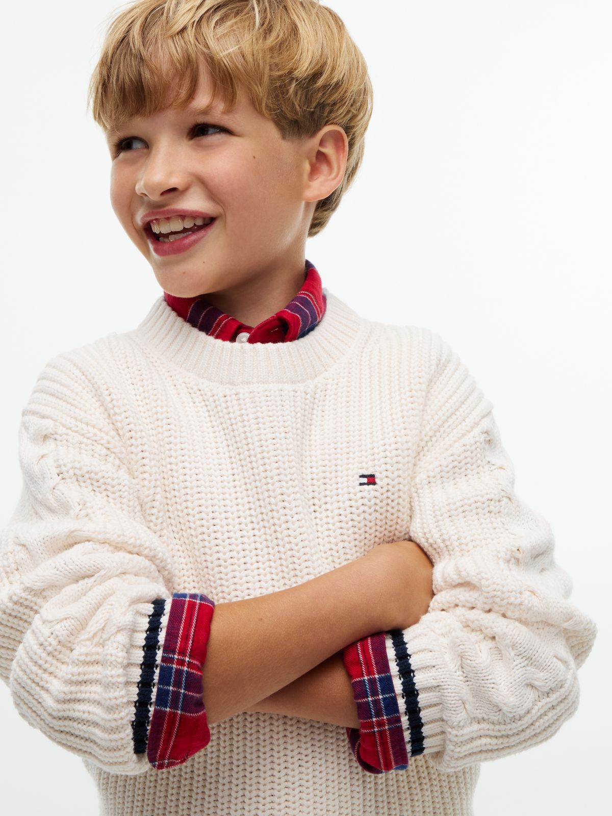 Relaxed Cable Knit Sleeve Jumper — Yellow