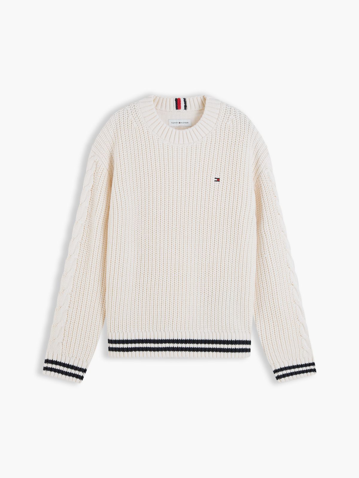 Relaxed Cable Knit Sleeve Jumper — Yellow